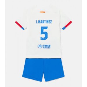 Barcelona Fotballdrakt Inigo Martinez #5 Bortedrakt Barn 2023-24 Kortermet (+ Korte bukser)