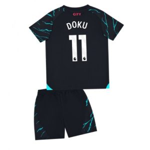 Manchester City Fotballdrakt Barn Jeremy Doku #11 Tredjedrakt 2023-24 Kortermet (+ Korte bukser)