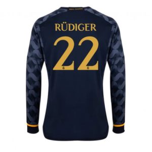 Real Madrid Fotballdrakt Herre Antonio Rudiger #22 Bortedrakt 2023-24 Langermet